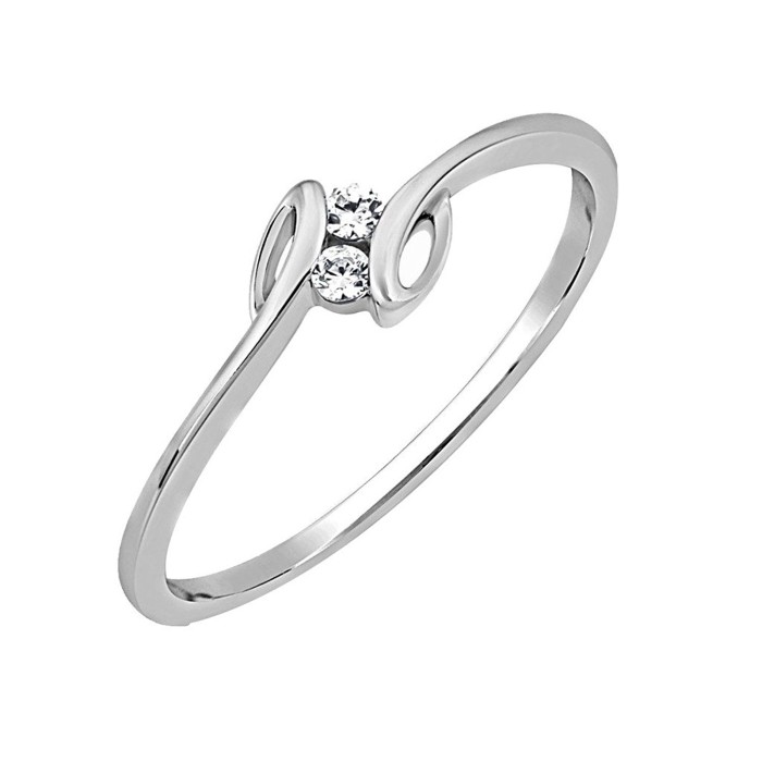 10 Kt White Gold 2 Stone Diamond Ring For Her Anniversary Gift Option Round Cut Brilliant 